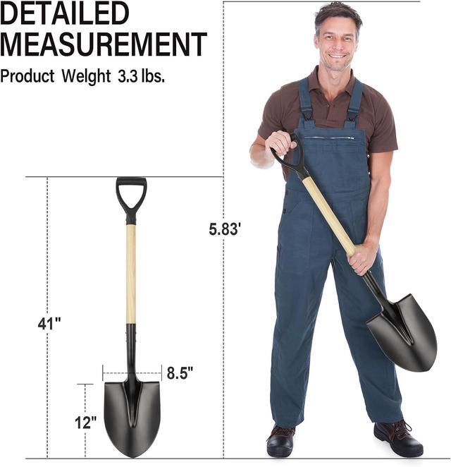Alt view image 3 of 7 - Shovel for Digging,Round Shovel, Garden Tool with D-Handle, 41 Inches in Overall Length, Wooden Handel Garden Shovel,Beach Shovel, Car Snow Shovel