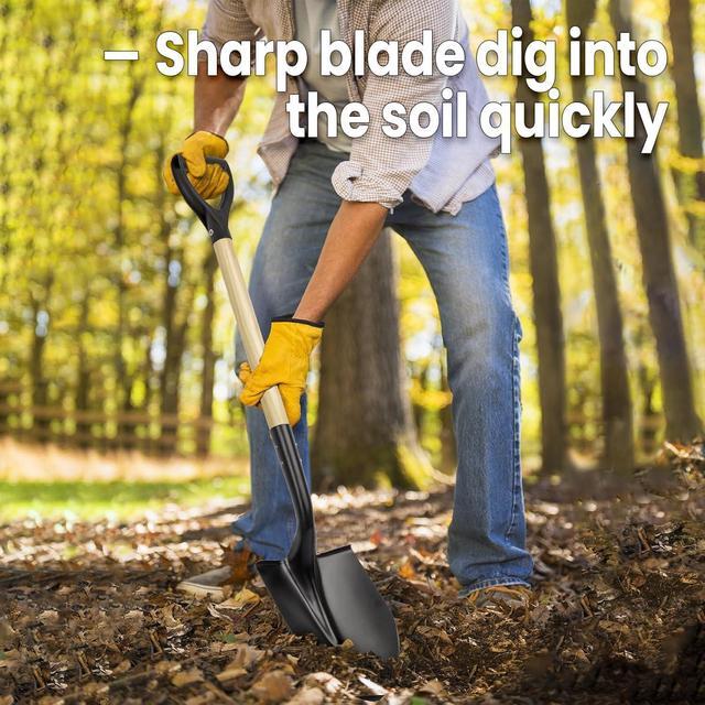 Alt view image 4 of 7 - Shovel for Digging,Round Shovel, Garden Tool with D-Handle, 41 Inches in Overall Length, Wooden Handel Garden Shovel,Beach Shovel, Car Snow Shovel