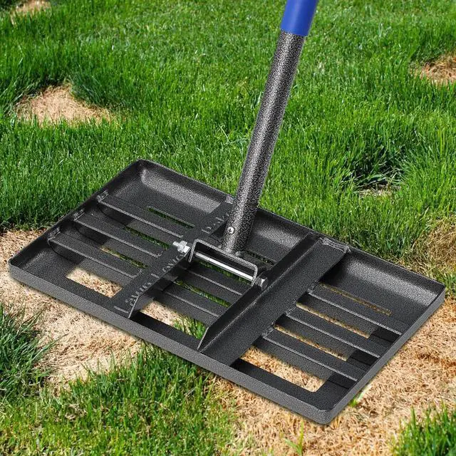 Main image of Rake, Lawn Leveling Rake, 5 FT Lawn Leveler with 17 x 10 Small Rakes Head for Smooth Garss Soil Dirt Sand, High Effect Long Handle Ground Leveling Tool with Round Edge for Yard Garden, No Flip