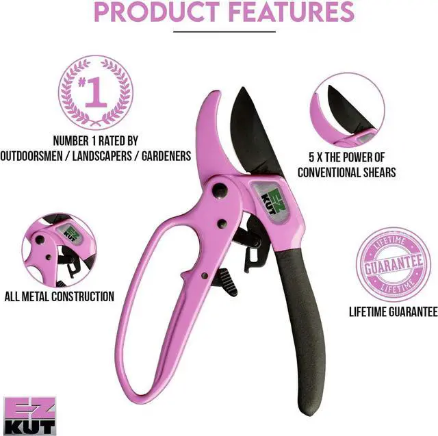 Alt view image 3 of 6 - EZ Kut Heavy Duty Pruners Ratchet Hand Pruner with Ratcheting Action Great Garden Hand Tool Clippers Gardening pruners arthritis tools Ratcheting Anvil Hand Pruner Pruning Shears Heavy Duty Since 1988
