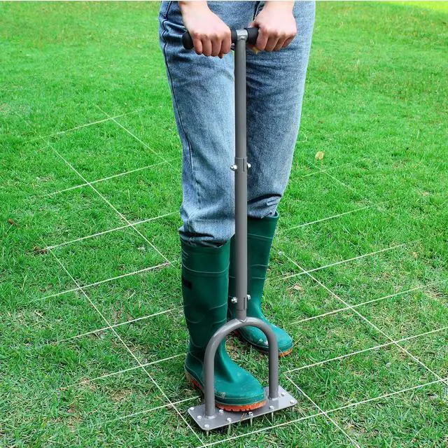 Alt view image 6 of 7 - Walensee Lawn Aerator Spike Metal Manual Dethatching Soil Aerating Lawn with 15 Iron Spikes, Pre-Assembled Grass Aerator Tools for Yard, Lawn Aeration, Garden Tool, Revives Lawn Health, Patented