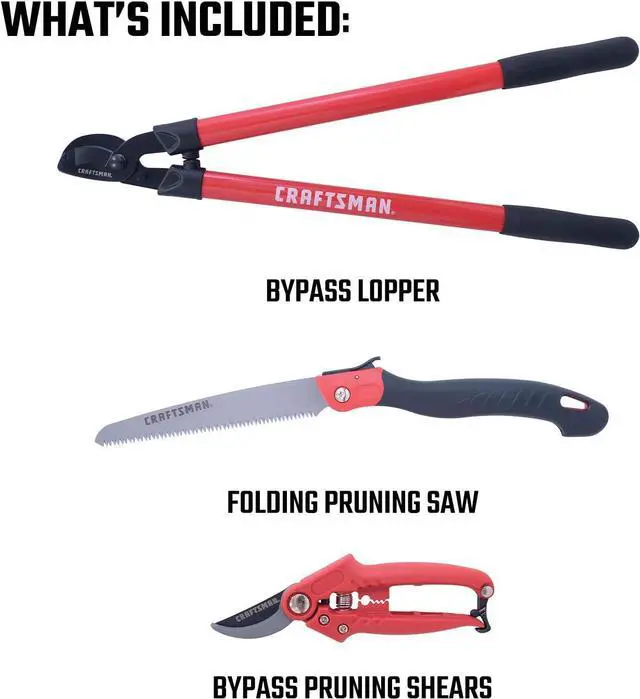 Alt view image 3 of 7 - CRAFTSMAN CMXMKIT0170 Tree & Shrub Pruning Set with Bypass Pruning Shears, Bypass Lopper and Folding Pruning Saw