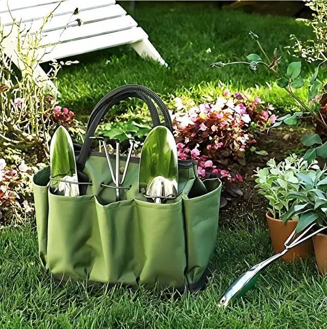 Alt view image 2 of 6 - Gardening Tote Bag Garden Tool Bag Garden Tote Home Organizer Gardening Tool Kit Holder Oxford Bag Gardening Tools Organizer Tote Lawn Yard Bag with 8 Pockets