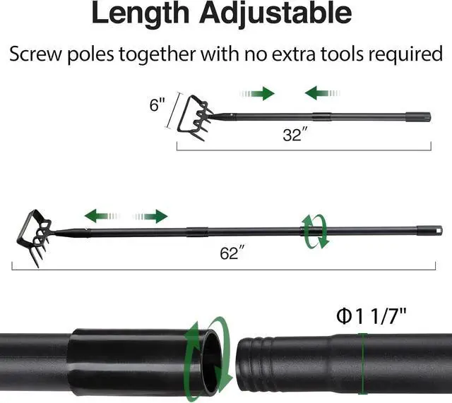 Alt view image 5 of 7 - Stirrup Hoe and Cultivator Garden Tool Heavy Duty, Scuffle Loop Hula Action Hoe Weeding Gardening Hand Tools for Women Kids Men, Metal Weeder Scraper Garden Hoe Rake Weed Puller Long Handle 32-62 inch