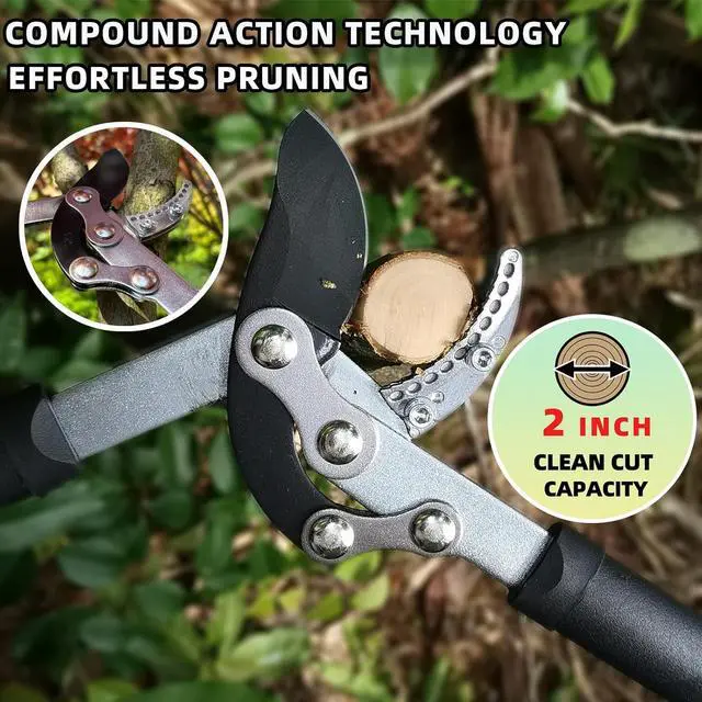 Alt view image 3 of 7 - Loppers for Tree Trimming, Heavy Duty Branch Cutter Tree Clippers with Compound Action, Chops Thick Branch Ease, Garden Lopper Pruning, 32 Inch Tree Trimmer with 2" Clean Cut Capacity