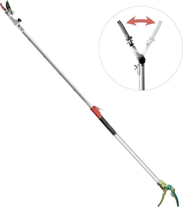 Main image of GARTOL Pruner for Garden, Cut Upto 1 Inch & Hold Telescopic Pole Pruner, Fruit Picker with Rotating Blade Head, Lightweight Aluminum Extendable Handle for Tree Branch Cutter, 3.67-5.45 FT, Silver