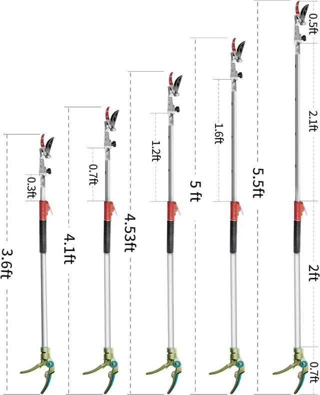 Alt view image 2 of 7 - GARTOL Pruner for Garden, Cut Upto 1 Inch & Hold Telescopic Pole Pruner, Fruit Picker with Rotating Blade Head, Lightweight Aluminum Extendable Handle for Tree Branch Cutter, 3.67-5.45 FT, Silver