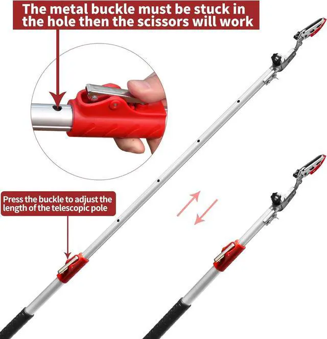 Alt view image 3 of 7 - GARTOL Pruner for Garden, Cut Upto 1 Inch & Hold Telescopic Pole Pruner, Fruit Picker with Rotating Blade Head, Lightweight Aluminum Extendable Handle for Tree Branch Cutter, 3.67-5.45 FT, Silver
