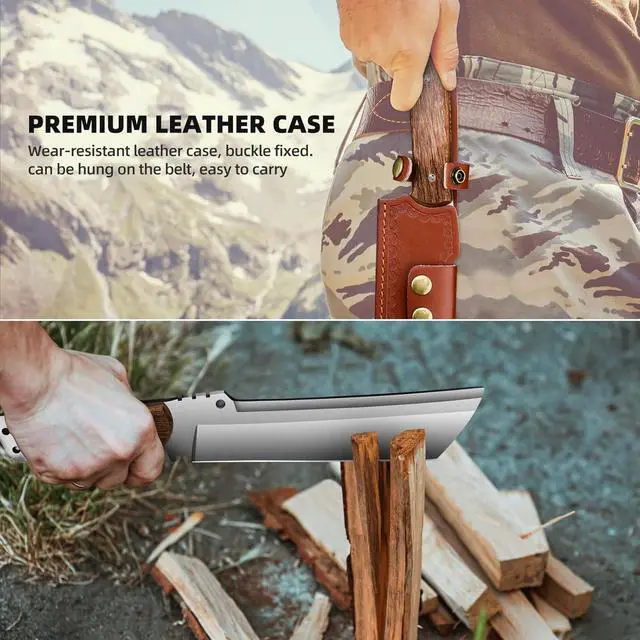 Alt view image 2 of 7 - Machete with Sheath for Cutting Trees Heavy Duty, for Yard Work and for Bushcrafting Knife Sickle for Clearing Brush Garden Tools Construction Blade
