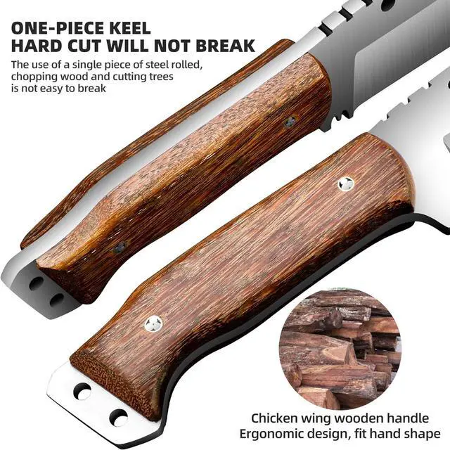 Alt view image 5 of 7 - Machete with Sheath for Cutting Trees Heavy Duty, for Yard Work and for Bushcrafting Knife Sickle for Clearing Brush Garden Tools Construction Blade