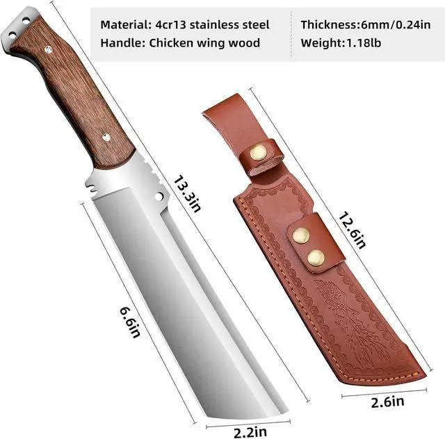 Alt view image 6 of 7 - Machete with Sheath for Cutting Trees Heavy Duty, for Yard Work and for Bushcrafting Knife Sickle for Clearing Brush Garden Tools Construction Blade