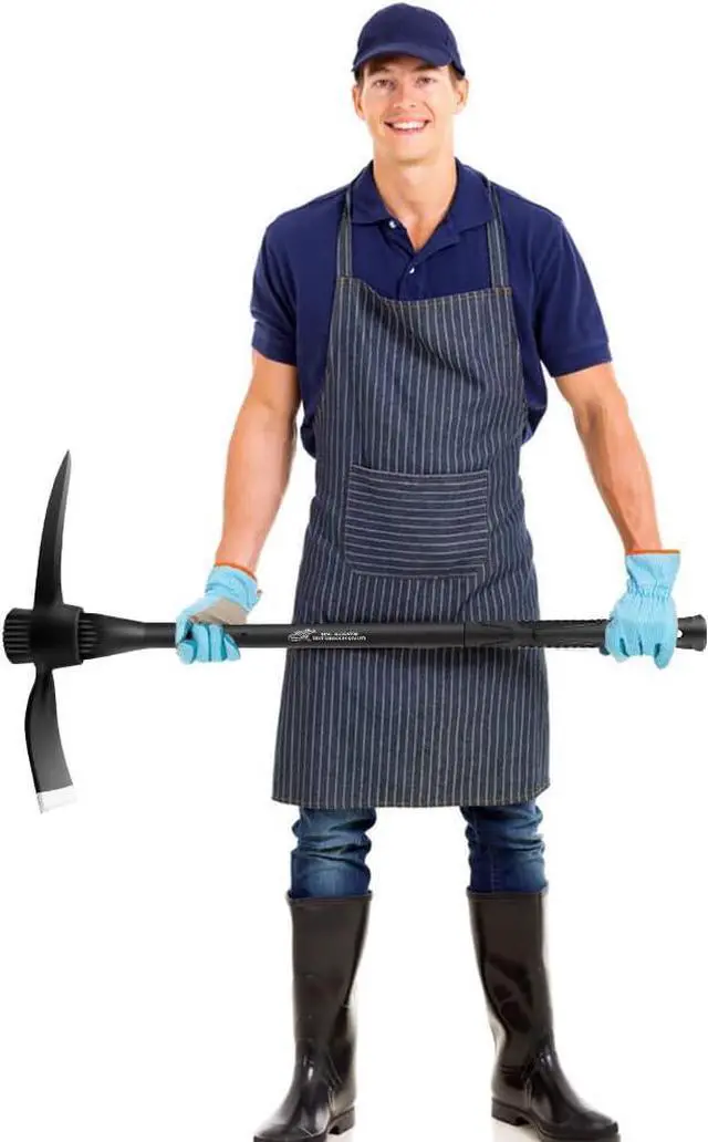 Alt view image 3 of 7 - glorousamc Forged Adze Pick, Weeding Mattock Hoe Pick Mattock with Fiberglass Handle, Garden Pick, Great for Loosening Soil, Archaeological Projects (5LB-with 36" Fiberglass Handle)