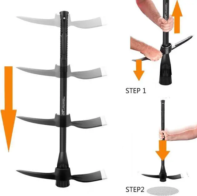 Alt view image 4 of 7 - glorousamc Forged Adze Pick, Weeding Mattock Hoe Pick Mattock with Fiberglass Handle, Garden Pick, Great for Loosening Soil, Archaeological Projects (5LB-with 36" Fiberglass Handle)