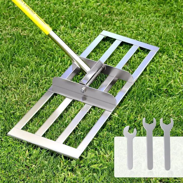 Main image of Lawn Leveling Rake, 30 x 10 inch Lawn Leveler Rake with Adjustable Stainless Steel Handle, Lawn Level Tool for Soil with Handle for Yard, Garden, Golf Leveling, 6.5FT
