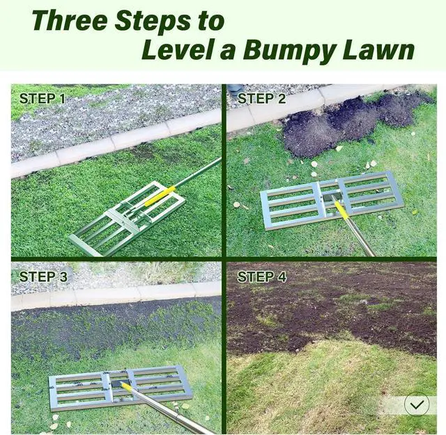 Alt view image 5 of 7 - Lawn Leveling Rake, 30 x 10 inch Lawn Leveler Rake with Adjustable Stainless Steel Handle, Lawn Level Tool for Soil with Handle for Yard, Garden, Golf Leveling, 6.5FT