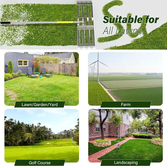 Alt view image 6 of 7 - Lawn Leveling Rake, 30 x 10 inch Lawn Leveler Rake with Adjustable Stainless Steel Handle, Lawn Level Tool for Soil with Handle for Yard, Garden, Golf Leveling, 6.5FT