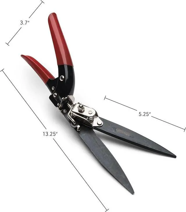 Alt view image 2 of 7 - Kings County Tools Grass Trimming Shears | 5-1/4 Steel Blades | Rotating Handle for Angled Cuts | Strong Spring Mechanism | Simple & Secure Safety Lock | Made in Italy