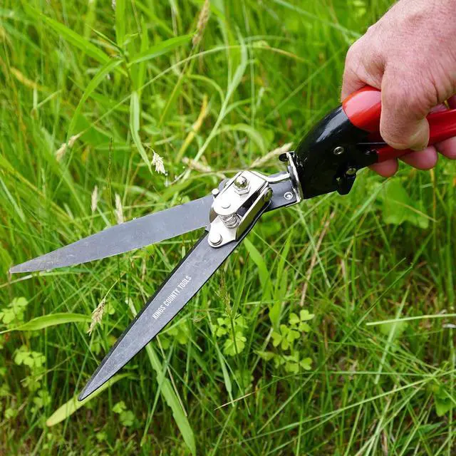 Alt view image 4 of 7 - Kings County Tools Grass Trimming Shears | 5-1/4 Steel Blades | Rotating Handle for Angled Cuts | Strong Spring Mechanism | Simple & Secure Safety Lock | Made in Italy