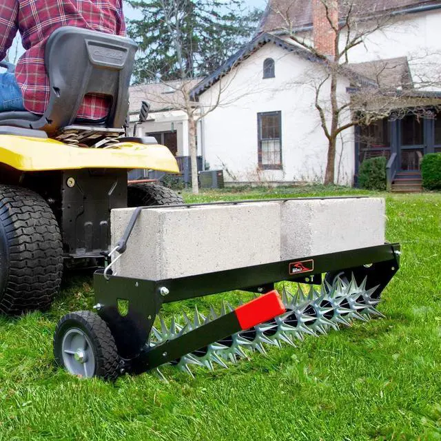 Alt view image 6 of 7 - Brinly SAT2-40BH-P Tow Behind Spike Aerator with Transport Wheels, 40"