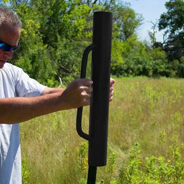 Alt view image 3 of 3 - Black Fence Post Driver with Handle 18 LB Steel T Post Pounder Portable Hand Post Rammer for Wooden Posts U Channels Fence Posts, 16 Inch Post Pounder Good for Small Projects