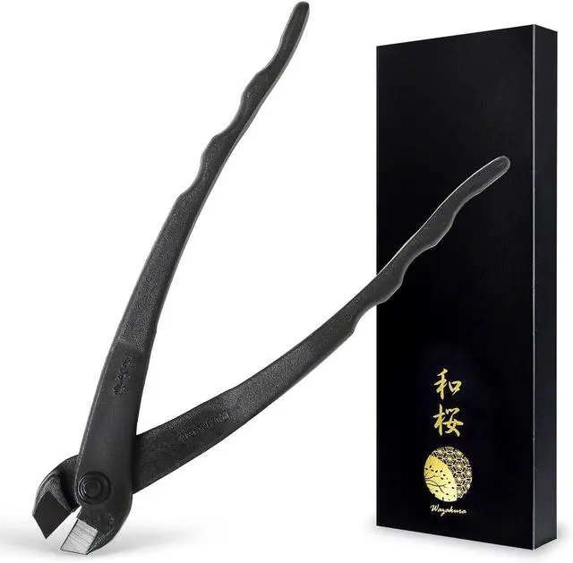 Main image of Wazakura Hanafubuki Hand Forged Bonsai Tree Wire Cutter MADE IN JAPAN 7.7inch (195mm), Japanese Garden Tool, Rounded Ends - Black