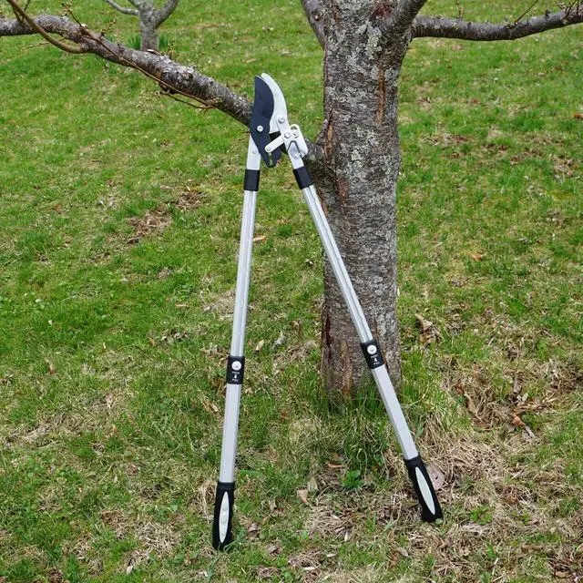 Alt view image 7 of 7 - Kings County Tools Double Ratcheting Bypass Lopper | Cuts Green Wood | Extendable 26"40" Long Handles | Trim Tree or Bush Branches | 6 Pin-Locked Position Stops | Heavy-Duty Steel