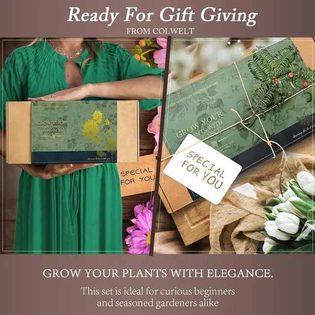 Alt view image 5 of 7 - Colwelt Garden Tools Set, 8 Piece, Heavy Duty Gardening Tools with Wooden Handle, Including Garden Tote, Kneeling Pad, Gloves, Pruner, Trowel, Tulip Trowel, Cultivator - Gardening Gifts for Women Men