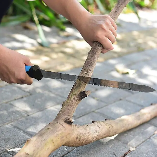 Alt view image 7 of 7 - Linsen-Outdoor Stainless Steel Garden Knife with 11" Blade, Double Side Utility Sod Cutter Lawn Repair Garden Knife with Nylon Sheath