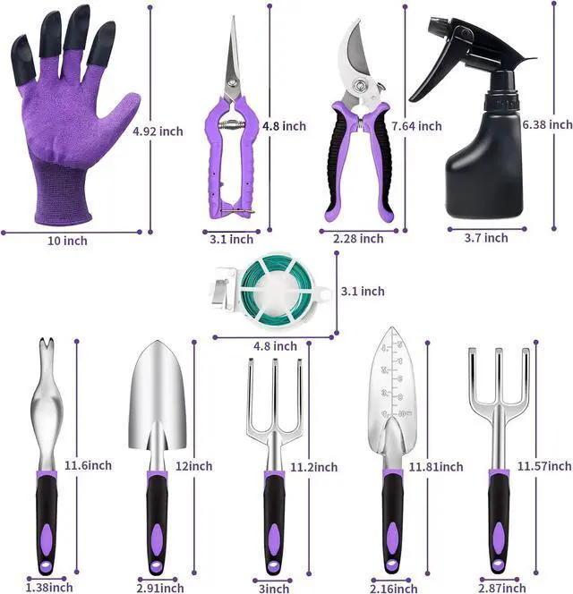 Alt view image 3 of 7 - Covacure Gardening Tool Set - 11 Piece Aluminum Alloy Steel Hand Tool Starter Kit with Garden Bag, Outdoor Tool, Heavy Duty Gardening Work Set, Gardening Tools Gift for Women and Men