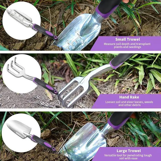 Alt view image 4 of 7 - Covacure Gardening Tool Set - 11 Piece Aluminum Alloy Steel Hand Tool Starter Kit with Garden Bag, Outdoor Tool, Heavy Duty Gardening Work Set, Gardening Tools Gift for Women and Men