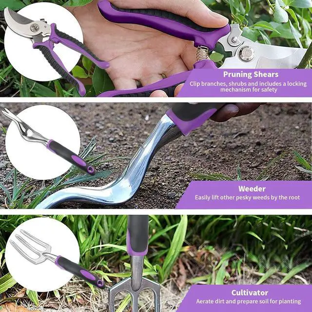 Alt view image 5 of 7 - Covacure Gardening Tool Set - 11 Piece Aluminum Alloy Steel Hand Tool Starter Kit with Garden Bag, Outdoor Tool, Heavy Duty Gardening Work Set, Gardening Tools Gift for Women and Men