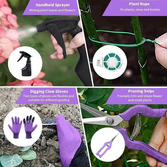 Alt view image 6 of 7 - Covacure Gardening Tool Set - 11 Piece Aluminum Alloy Steel Hand Tool Starter Kit with Garden Bag, Outdoor Tool, Heavy Duty Gardening Work Set, Gardening Tools Gift for Women and Men