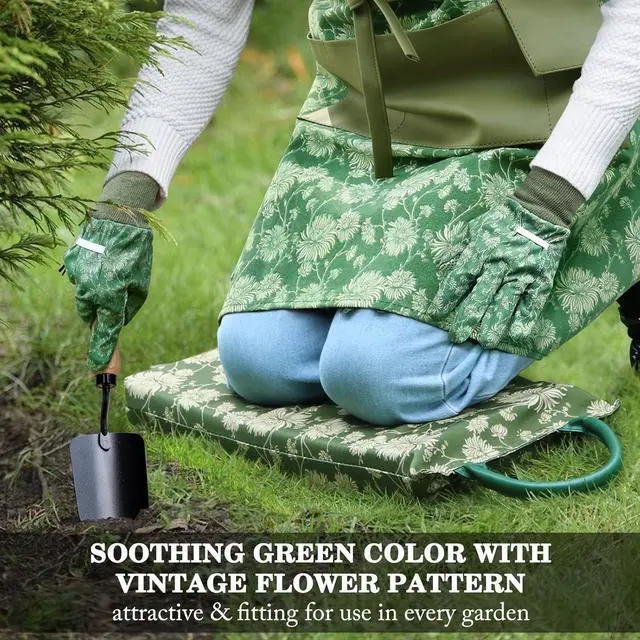 Alt view image 6 of 7 - Colwelt Garden Tools Set, 8 Piece, Heavy Duty Gardening Tools with Wooden Handle, Including Garden Tote, Kneeling Pad, Gloves, Pruner, Trowel, Tulip Trowel, Cultivator - Gardening Gifts for Women Men