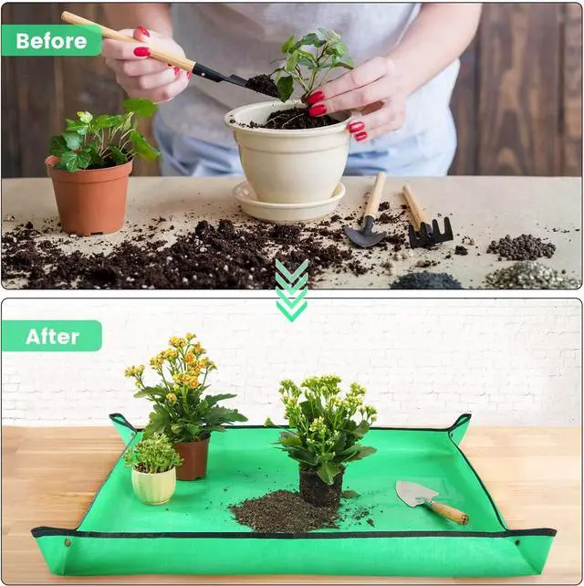 Alt view image 2 of 6 - 3PCS 39.5" x 31.5" Large Potting Mat for Indoor Plants Transplanting and Dirt Control Garden Gifts for Women Men