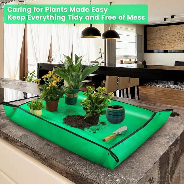 Alt view image 3 of 6 - 3PCS 39.5" x 31.5" Large Potting Mat for Indoor Plants Transplanting and Dirt Control Garden Gifts for Women Men