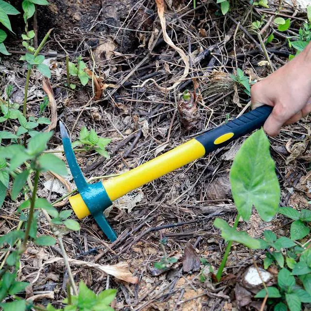 Alt view image 6 of 7 - KEILEOHO 15 Inches Pick Mattock Hoe, Forged Weeding Garden Pick Axe with Rubber Handle, Weeding Mattock Hoe for Gardening, Loosening Soil, Camping, Planting Vegetables and Fruits