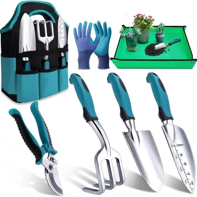 Main image of Kynup Garden Tools 7-Piece, Gardening Hand Tools, Gardening Tools Set with Rust-Proof,Stainless Steel, Aluminum Alloy Material, Gardening Supplies Set Ideal Gift