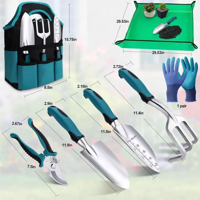 Alt view image 3 of 7 - Kynup Garden Tools 7-Piece, Gardening Hand Tools, Gardening Tools Set with Rust-Proof,Stainless Steel, Aluminum Alloy Material, Gardening Supplies Set Ideal Gift