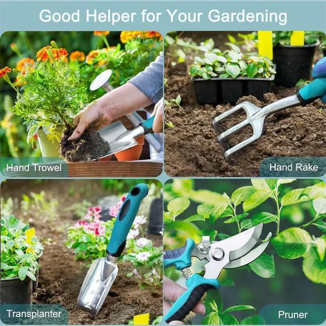 Alt view image 4 of 7 - Kynup Garden Tools 7-Piece, Gardening Hand Tools, Gardening Tools Set with Rust-Proof,Stainless Steel, Aluminum Alloy Material, Gardening Supplies Set Ideal Gift