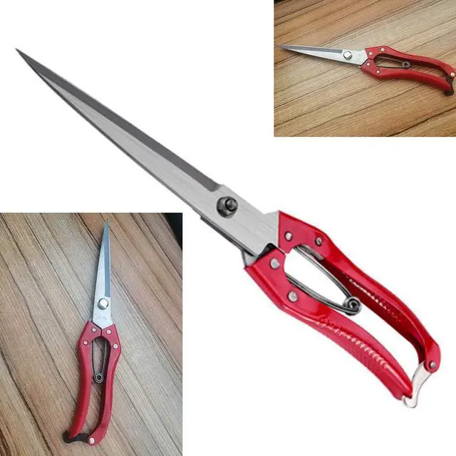 Alt view image 5 of 5 - Manual Wool Shearing Shear Stainless Steel Trimming Scissor Long blades Multifunctional garden shears Craft Scissors with spring Red