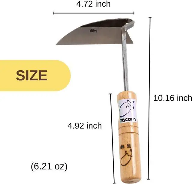 Alt view image 2 of 7 - Japanese Sickle (Nejirigama) Durable Carbon Steel (SK85) Blade, Weeder Scraper Hoe, Hand Held Garden Tool, Blade Length 4.72inch