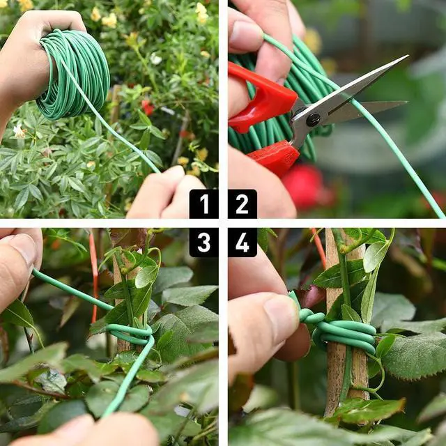 Alt view image 3 of 6 - Green Soft Twist Tie Tomato Plant Tie TPR Garden Supply, for Supporting Plants and Home Organizing (65.6 feet/20 Meters)