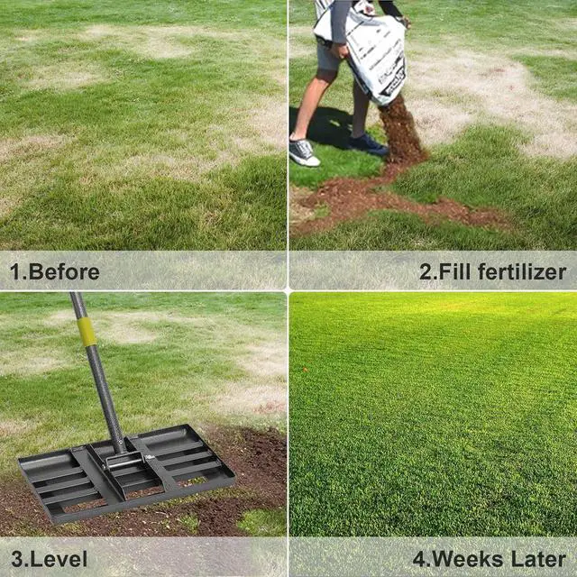 Alt view image 5 of 7 - Lawn Leveling Rake | Levelawn Tool | Level Soil or Dirt Ground Surfaces Easily | 18 x 10 Ground Plate | rakes for lawns Heavy Duty 72 Extra Long Handle | Extracted Iron Metal Black