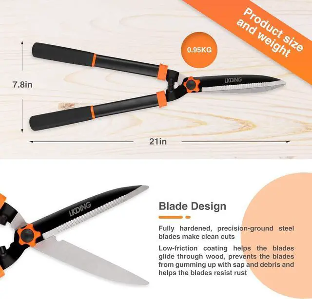 Alt view image 3 of 7 - Lightweight Hedge Shears Manual Hedge Clippers for Trimming Borders Topiaries Boxwood and Decorative Grasses, 21 Inch Carbon Steel Bush Cutter