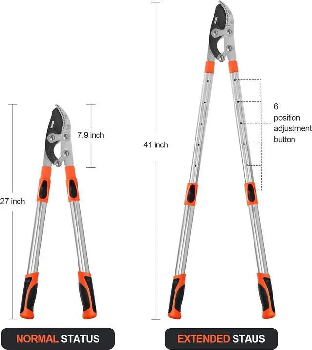 Alt view image 3 of 7 - THANOS B1102 Extendable Anvil Loppers Tree Trimmer with Compound Action,Chops Thick Branch Ease,27-41''Telescopic Heavy Duty Branch Cutter,2 inch Clean Cut Capacity