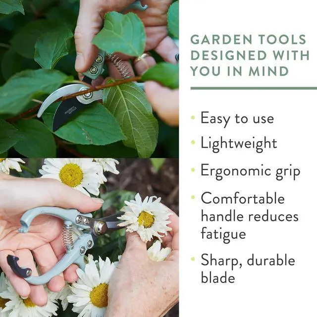 Alt view image 4 of 7 - Hand Pruners & Shears Set - Lightweight Gardening Tools W/Easy Lock Sharp Carbon Steel Blades -Rust Resistant Scissors for Herbs, Flowers Reusable Holster Ocean  Pack of 2