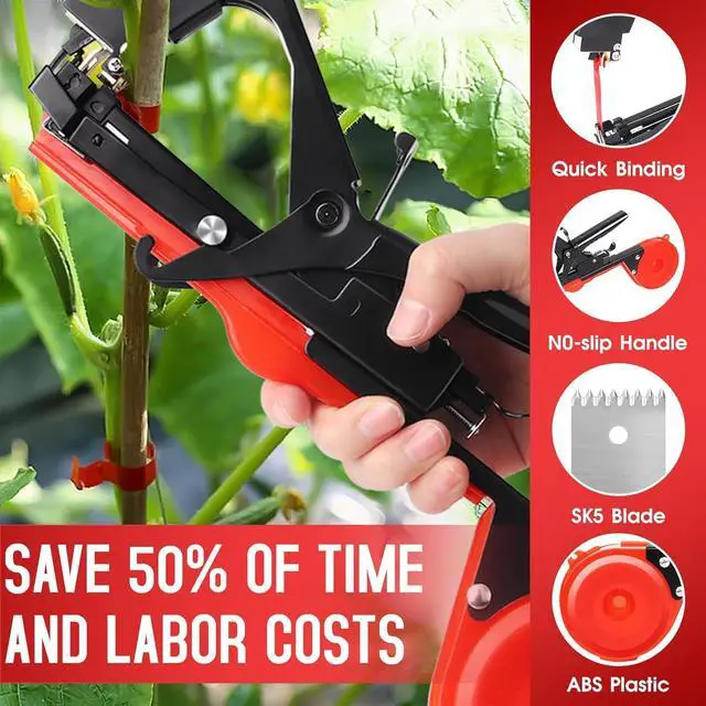Alt view image 3 of 7 - SWANSOFT Plant Tying Machine, Plant Vine Tying Tape Machine Tool, Plant Tape Gun for Tomatoes, Grapes and Vegetable Garden, Come with 10000pcs Staples 10 Rolls Tape(Red)
