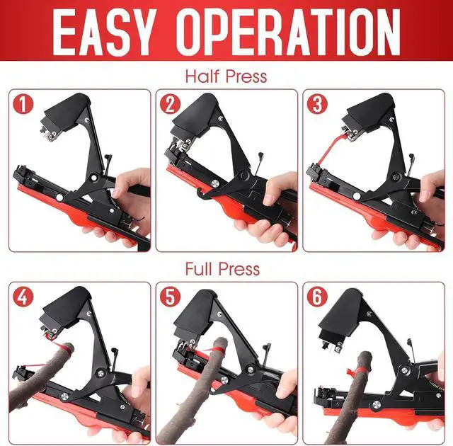 Alt view image 6 of 7 - SWANSOFT Plant Tying Machine, Plant Vine Tying Tape Machine Tool, Plant Tape Gun for Tomatoes, Grapes and Vegetable Garden, Come with 10000pcs Staples 10 Rolls Tape(Red)