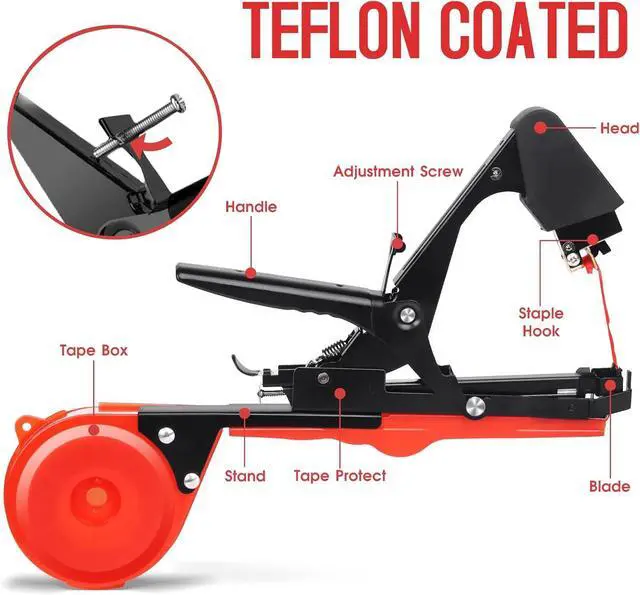 Alt view image 7 of 7 - SWANSOFT Plant Tying Machine, Plant Vine Tying Tape Machine Tool, Plant Tape Gun for Tomatoes, Grapes and Vegetable Garden, Come with 10000pcs Staples 10 Rolls Tape(Red)