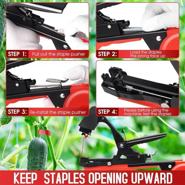 Alt view image 5 of 7 - SWANSOFT Plant Tying Machine, Plant Vine Tying Tape Machine Tool, Plant Tape Gun for Tomatoes, Grapes and Vegetable Garden, Come with 10000pcs Staples 10 Rolls Tape(Red)